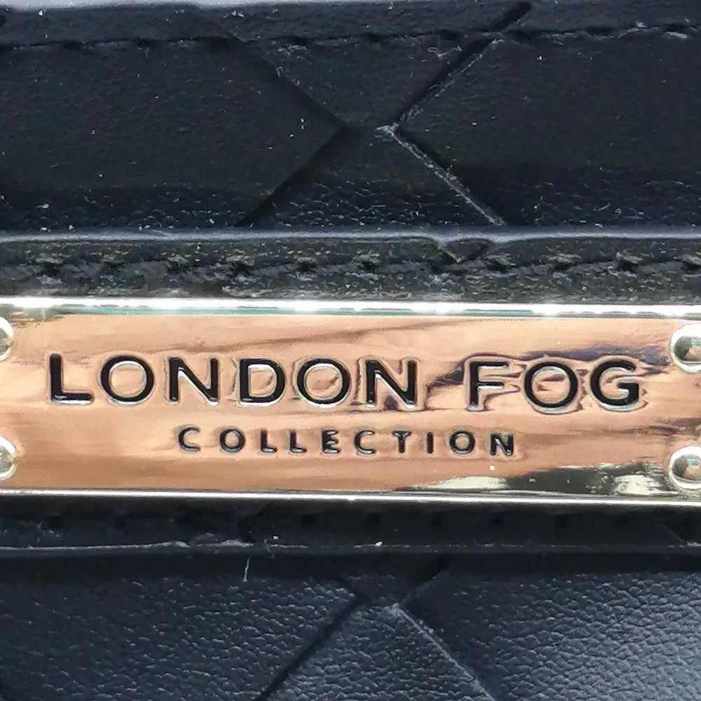 London‎ Fog Wristlet Womens Danica Black Organizer Wallet Woven Double Zip NEW